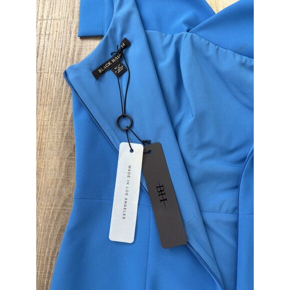 NWT Black Halo Womens Jackie O Blue Sheath Dress Size 14 Midi Celebrity Stretch - Picture 6 of 16